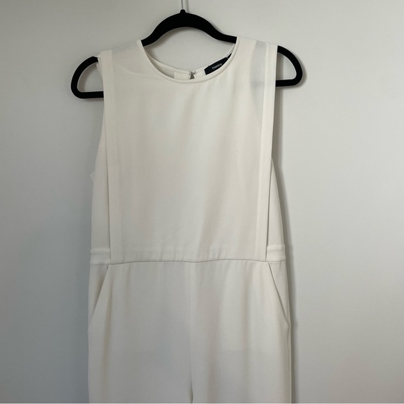 Theory Remaline Spiaggia Stretch Crepe Jumpsuit White Size 10 - Picture 4 of 9